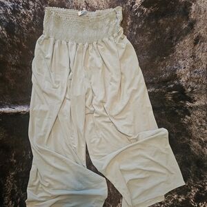 Three Bird Nest Sage Green Smocked Wide-Leg Pants